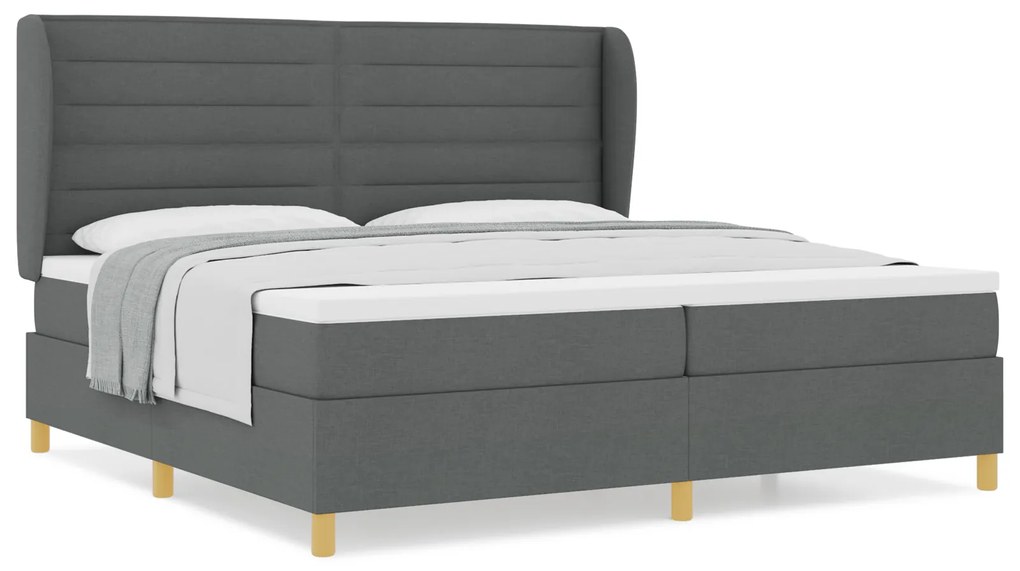 vidaXL Κρεβάτι Box Spring με Στρώμα Σκοτεινό Γκρι 200x200 εκ. Υφασμάτινο