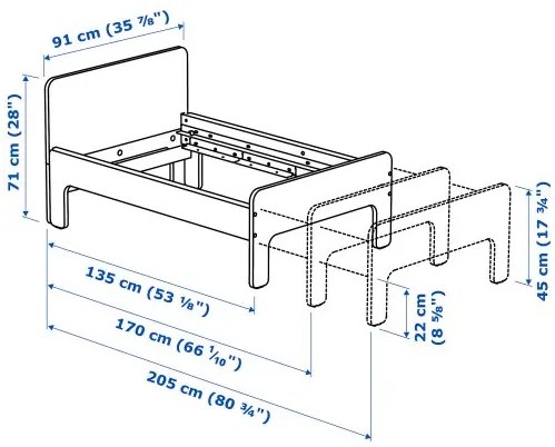 SLÄKT επεκτεινόμενος σκελετός κρεβατιού με τάβλες 193.264.28