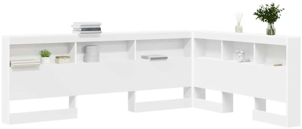 vidaXL Κεφαλάρι Αποθήκης με ράφι Λευκό 135 cm Επεξεργασμένο ξύλο