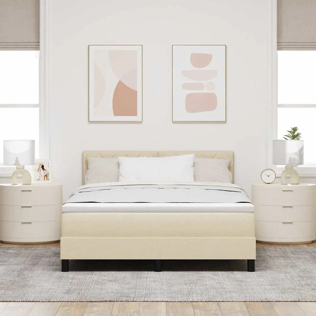 vidaXL Κρεβάτι με ελατήρια με στρώμα Κρεμ 160 x 200 cm ύφασμα