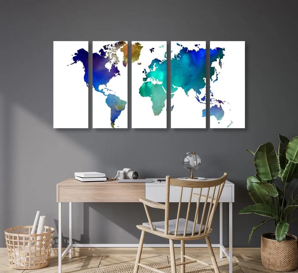 5 μέρη εικόνα florcolor χάρτης του κόσμου σε ακουαρέλα - 100x50