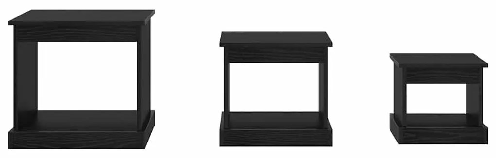 vidaXL Τραπεζάκι σαλονιού 3 pcs Μαύρη Οξυά Επεξεργασμένο ξύλο