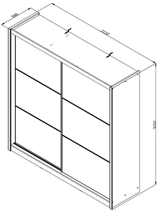 Ντουλάπα Navara με Καθρέφτη 215 2 OG Γκρί Δρύς 213x60x215,5 εκ. 213x60x215.5 εκ.