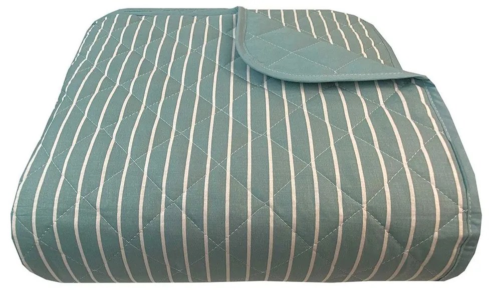 Κουβερλί Stripe 8454 Petrol Astron Υπέρδιπλo 220x240cm 100% Βαμβάκι