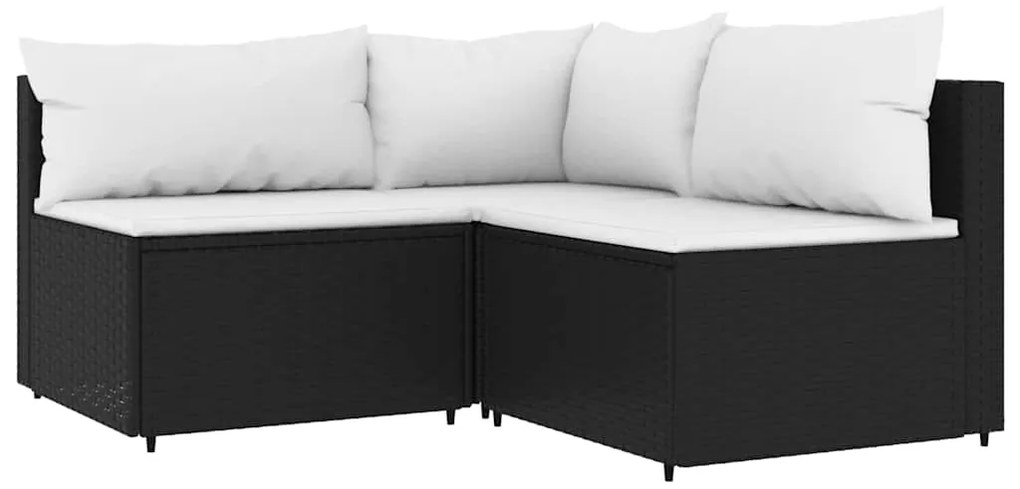 vidaXL Σαλόνι Κήπου Σετ 4 Τεμαχίων Μαύρο Συνθετικό Ρατάν με Μαξιλάρια