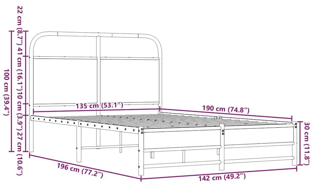 Πλαίσιο Κρεβατιού Χωρ. Στρώμα Καφέ Δρυς 135x190εκ. Επ. Ξύλο - Καφέ