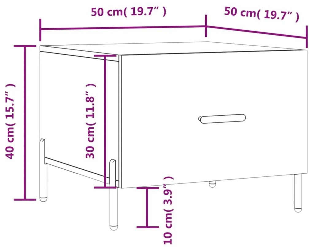 Τραπεζάκια Σαλονιού 2 τεμ. Μαύρα 50x50x40 εκ. Επεξεργ. Ξύλο - Μαύρο