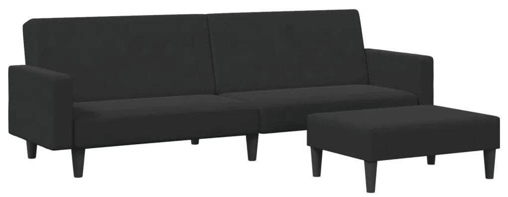vidaXL Καναπές Κρεβάτι Διθέσιος με Υποπόδιο Μαύρος Βελούδινος