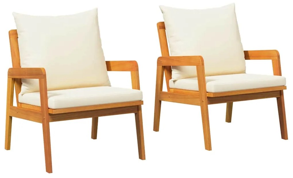 vidaXL Καρέκλα Κήπου με μαξιλάρι 2 pcs Καφέ Μασίφ ξύλο ακακίας