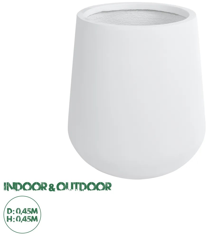 20692 GloboStar® Artificial Garden MISSOURI 20692 Διακοσμητικό Πολυεστερικό Τσιμεντένιο Κασπώ Γλάστρα - Flower Pot Λευκό Φ45 x Υ45cm