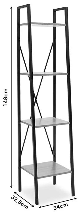 Βιβλιοθήκη Ramon pakoworld φυσικό-μαύρο 34x32,5x148εκ - 085-000013 - 085-000013