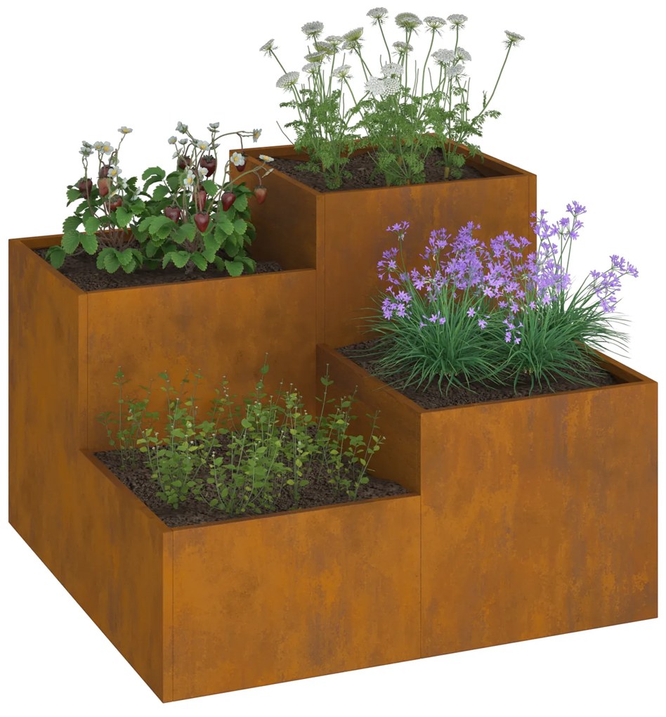 vidaXL Γλάστρα Κήπου Σκ rusty 80 x 80 x 60 εκ.