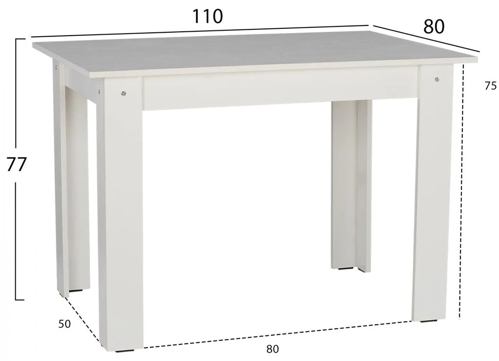 ΤΡΑΠΕΖΙ ΚΟΥΖΙΝΑΣ 110x80x77Υεκ. ΛΕΥΚΟ