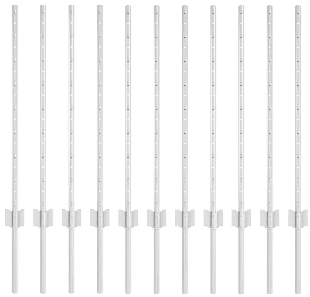 vidaXL Πό posts φράχτη 11 pcs Ασημί 80 cm Επικαλυμμένος Χάλυβας