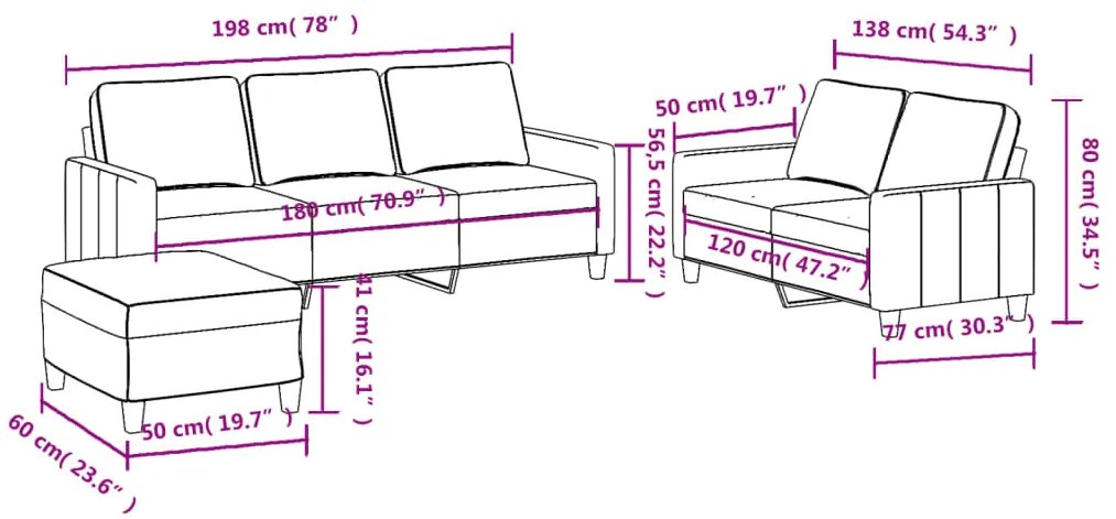 vidaXL Πολυθρόνες Σετ 3 Τεμαχίων Μαύρες από Ύφασμα με Μαξιλάρια