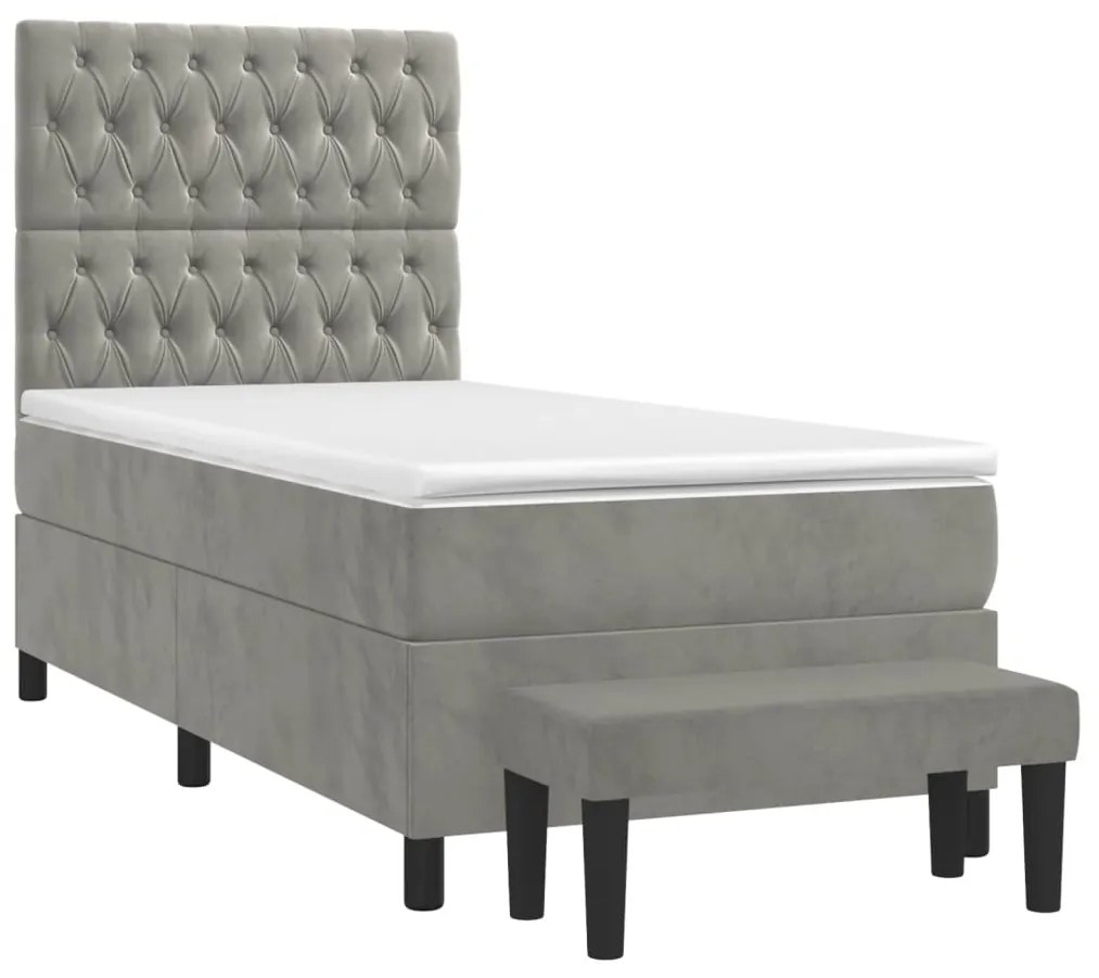 ΚΡΕΒΑΤΙ BOXSPRING ΜΕ ΣΤΡΩΜΑ ΑΝΟΙΧΤΟ ΓΚΡΙ 90X190 ΕΚ. ΒΕΛΟΥΔΙΝΟ 3137995