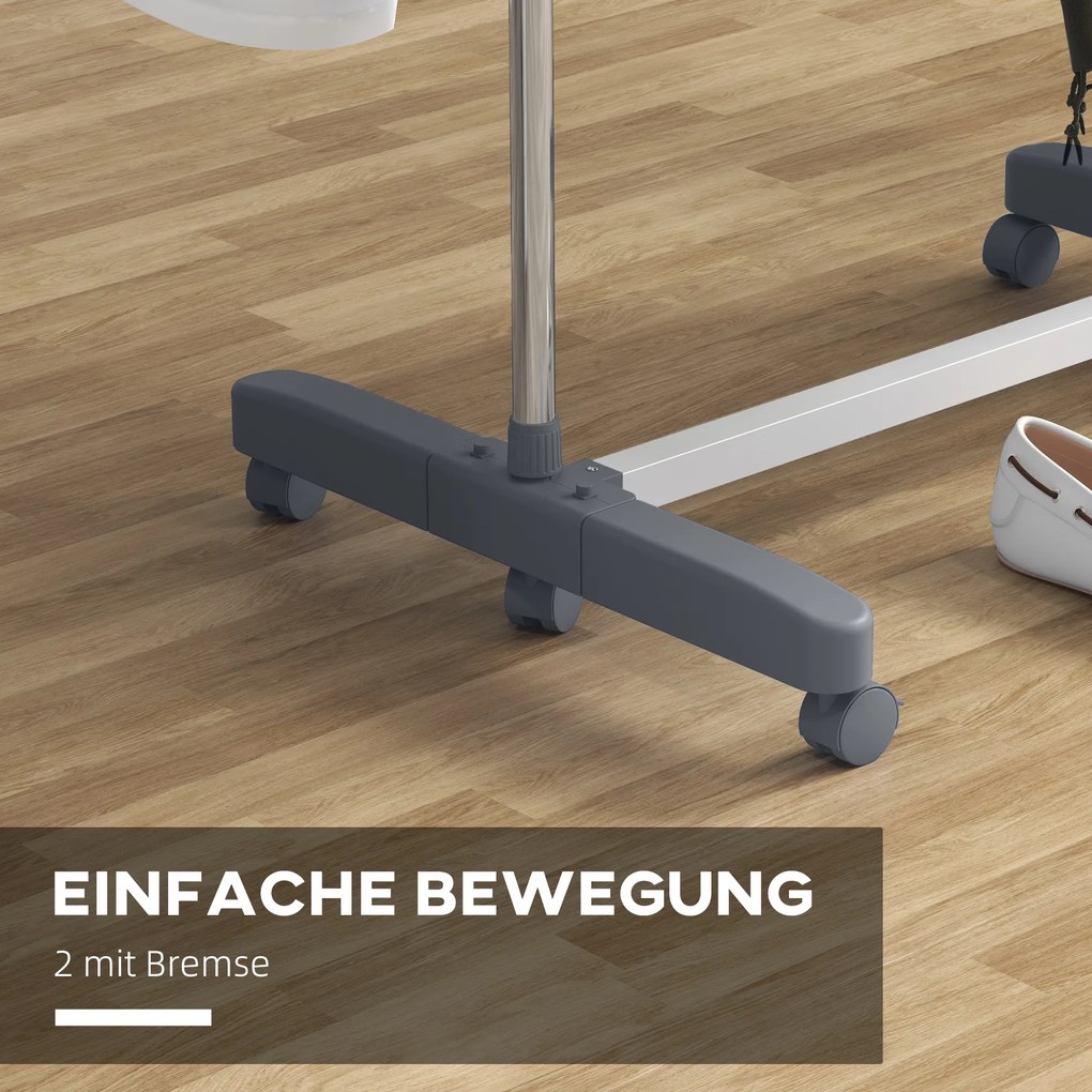 Στεγνωτήριο Ρούχων HOMCOM, 4 Επίπεδα, Πτυσσόμενο, Σύστημα One-Click, 142 εκ. x 55 εκ. x 152 εκ. Μπλε + Ασημί