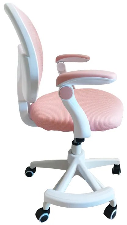 Καρέκλα γραφείου παδική Bernu pakoworld ύφασμα mesh σε ροζ απόχρωση 47x56x80-90εκ