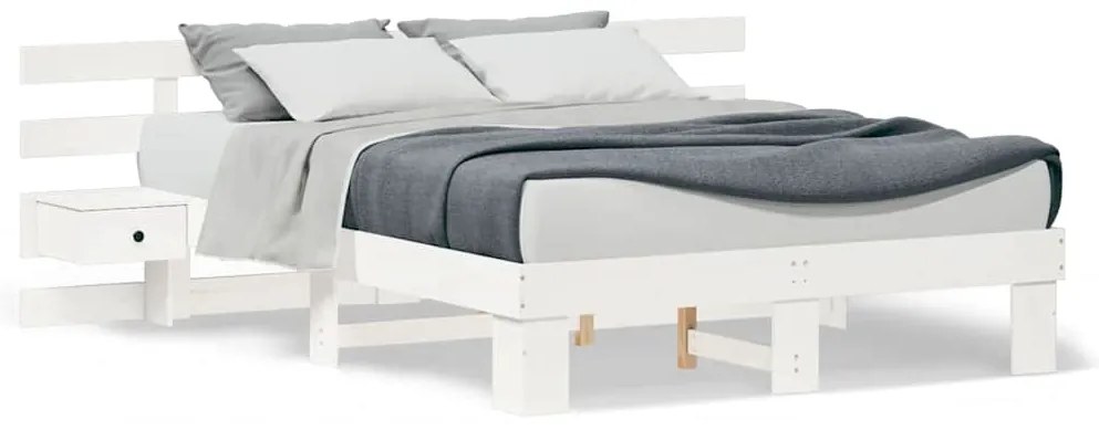 vidaXL Σκελετός Κρεβατιού με συρτάρι Λευκό 140 x 200 cm