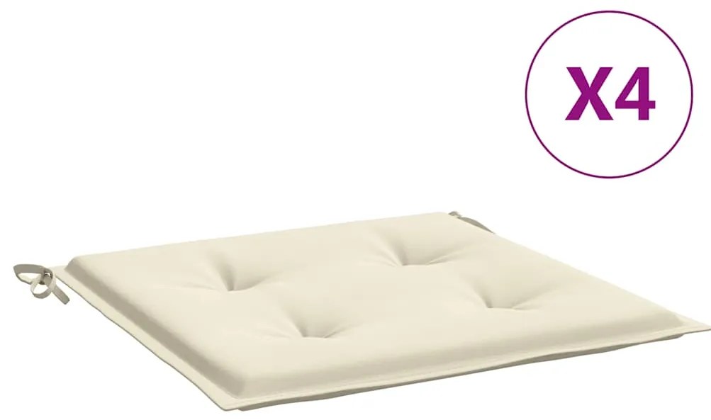 vidaXL Μαξιλάρια Καρέκλας Κήπου 4 τεμ. Κρεμ 40x40x4 εκ. Ύφασμα Oxford