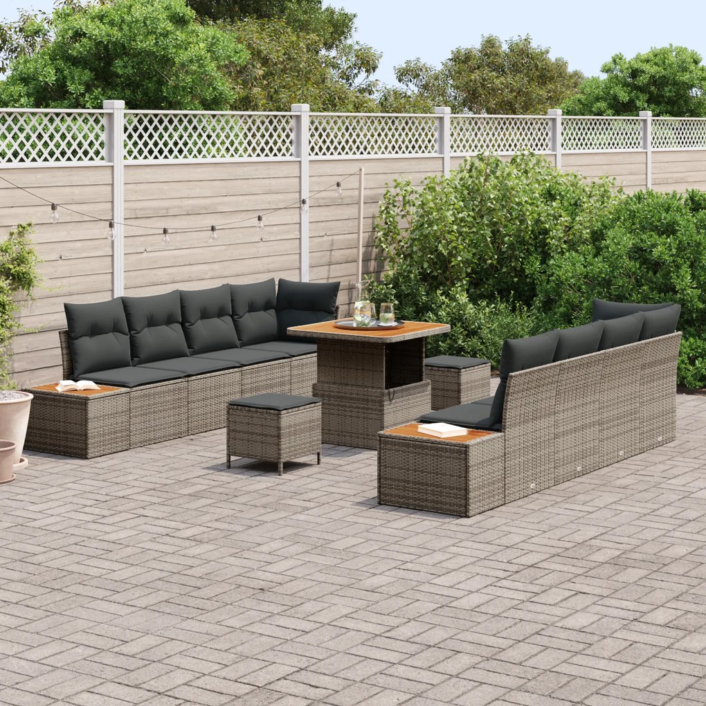 vidaXL Σετ Καναπέ Κήπου με μαξιλάρι 11 pcs Γκρι 80 x 80 x 71 cm