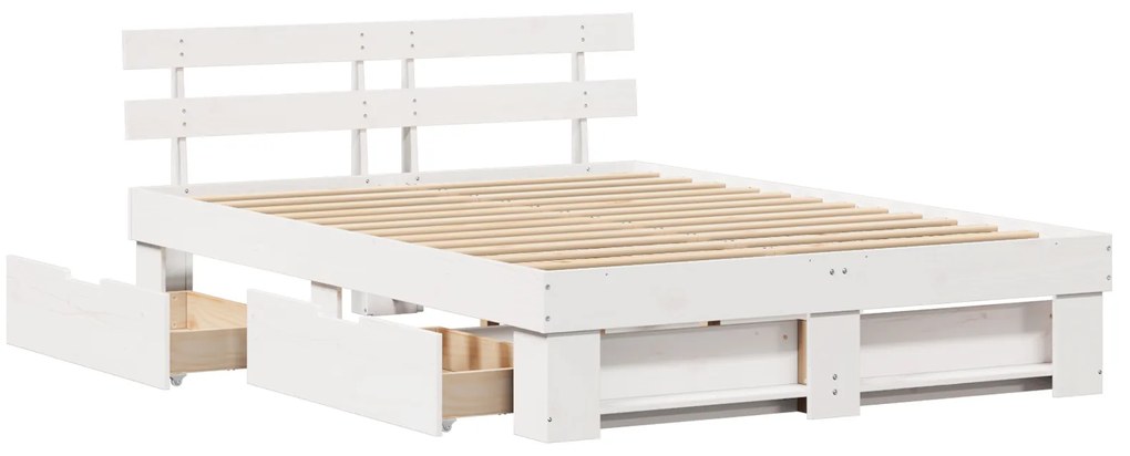 vidaXL Σκελετός Κρεβατιού Λευκό 160 x 200 cm Συμπαγές ξύλο πεύκου