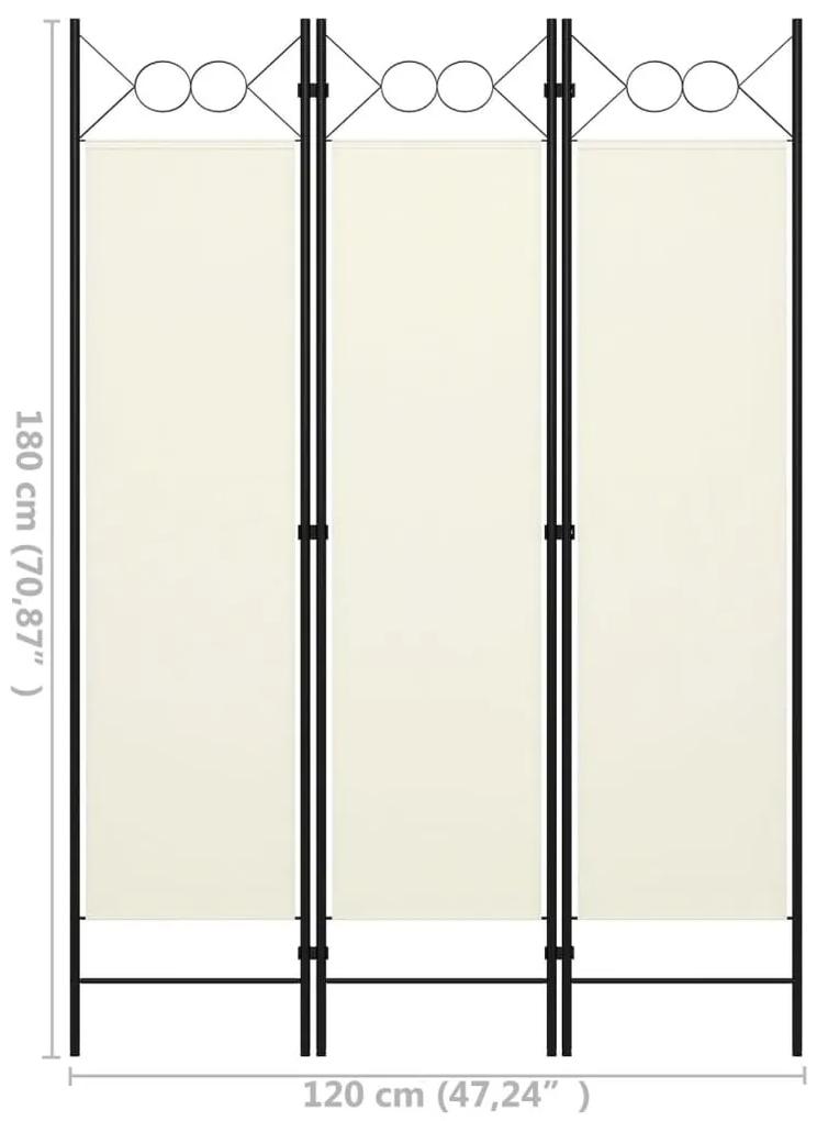 Διαχωριστικό Δωματίου με 3 Πάνελ Λευκό 120 x 180 εκ. - Λευκό
