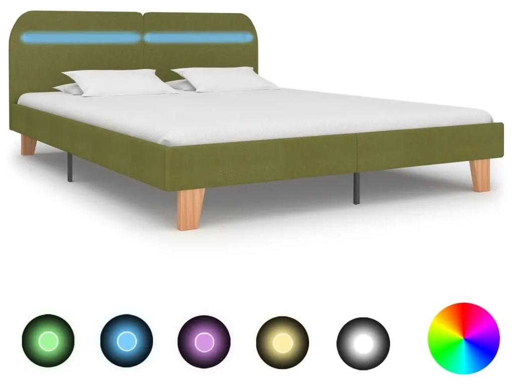 Πλαίσιο Κρεβατιού με LED Πράσινο 160 x 200 εκ. Υφασμάτινο - Πράσινο