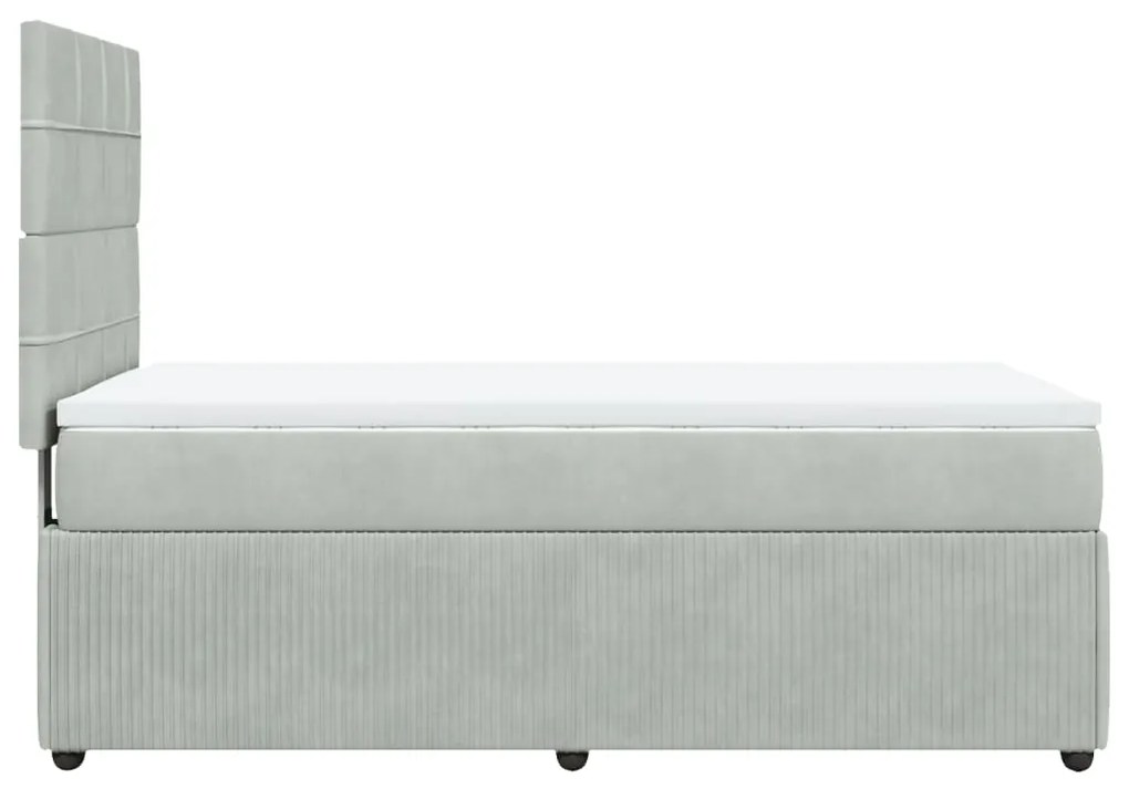 vidaXL Κρεβάτι Boxspring με Στρώμα Ανοιχτό Γκρι 100x200 εκ. Βελούδινο