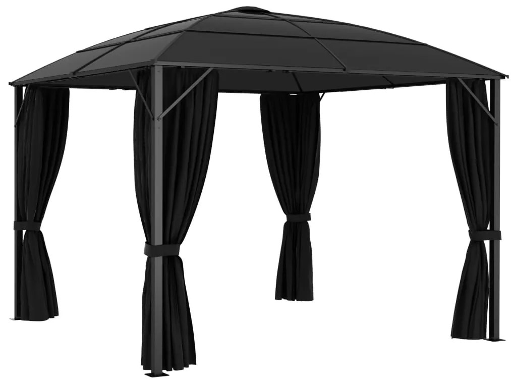 vidaXL Κιόσκι με Κουρτίνες Ανθρακί 300 x 300 x 265 εκ.