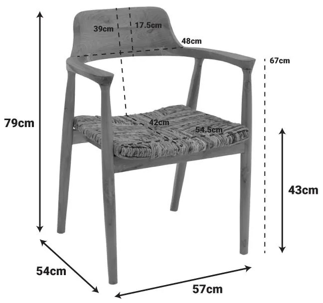 Καρέκλα - Πολυθρόνα Denverone φυσικό teak ξύλο-banana σχοινί 57x54x79εκ 57x54x79 εκ.