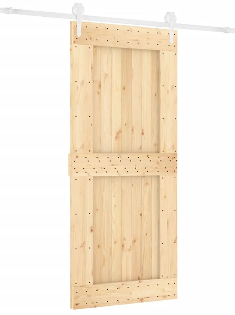 vidaXL Συρόμενη Μεσόπορτα με Μηχανισμό 90 x 210 εκ. Μασίφ Ξύλο Πεύκου