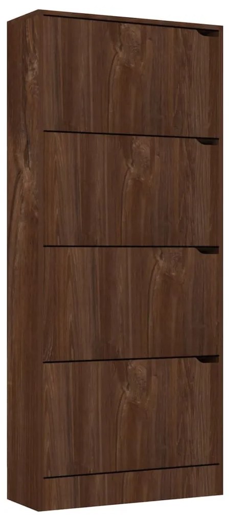 vidaXL Παπουτσοθήκη με 4 Πόρτες Καφέ Δρυς 59x24x136 εκ. Μοριοσανίδα