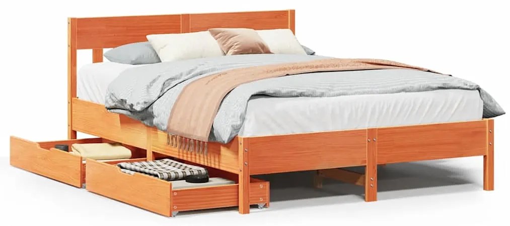 vidaXL Σκελετός Κρεβ. Χωρίς Στρώμα Καφέ Κεριού 160x200 εκ Μασίφ Πεύκο