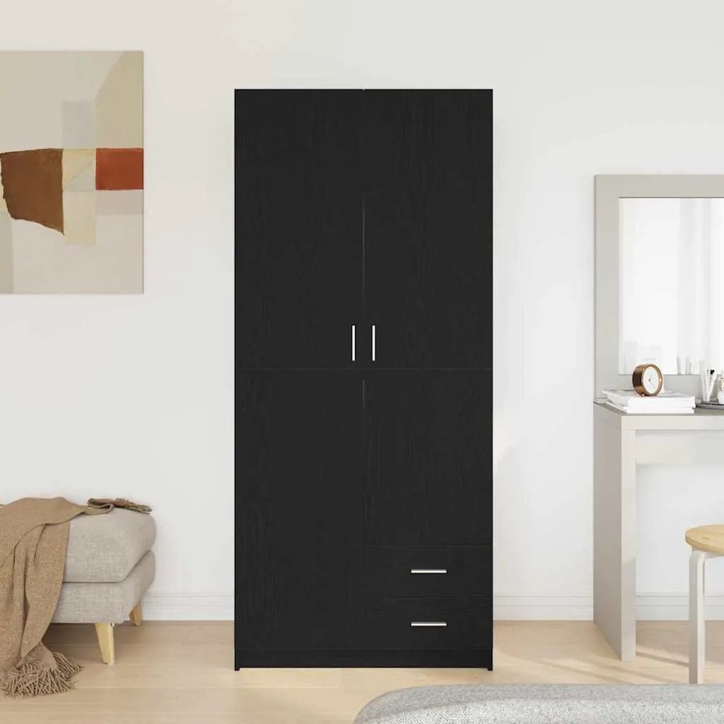 vidaXL Ντουλάπι Μαύρη δρυς 80 x 52 x 180 εκ Επεξεργασμένο ξύλο