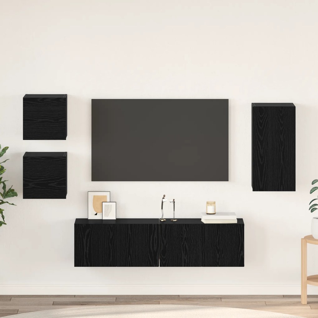 vidaXL Σετ επίπλου τηλεόρασης 5 pcs Μαύρη δρυς Επεξεργασμένο ξύλο
