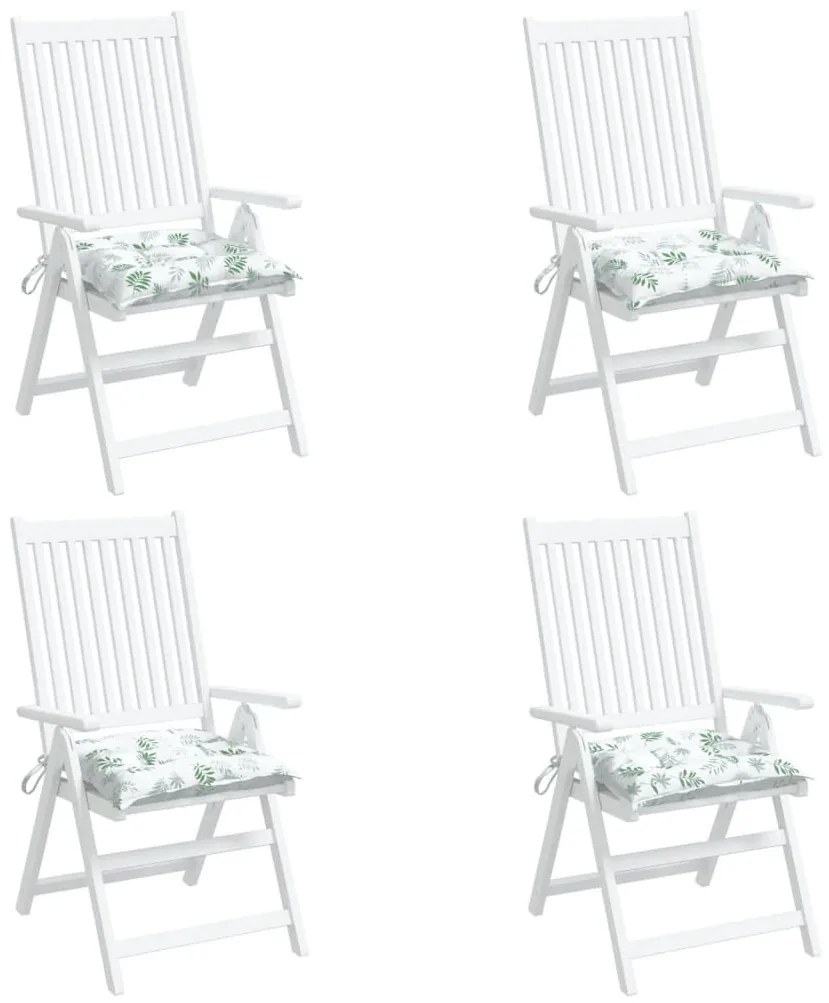 Μαξιλάρια Καρέκλας 4 τεμ. Σχέδιο Φύλλων 50x50x7 εκ. Υφασμάτινα - Πράσινο