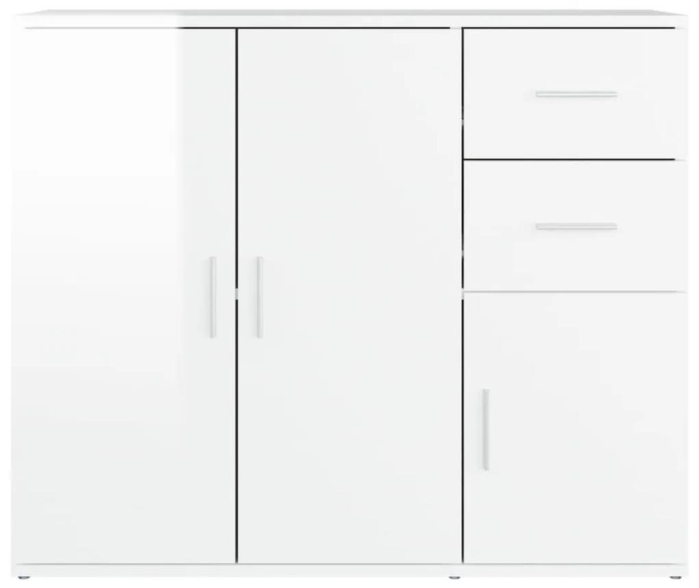 Ντουλάπι Γυαλιστερό Λευκό 91 x 29,5 x 75 εκ. Επεξεργασμένο Ξύλο - Λευκό