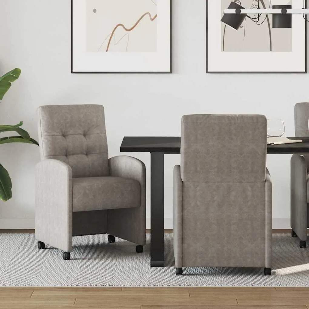 vidaXL Καρέκλες Φαγητού με Ρόδες με τροχούς 2 pcs Γκρι 58 x 67 x 97 εκ