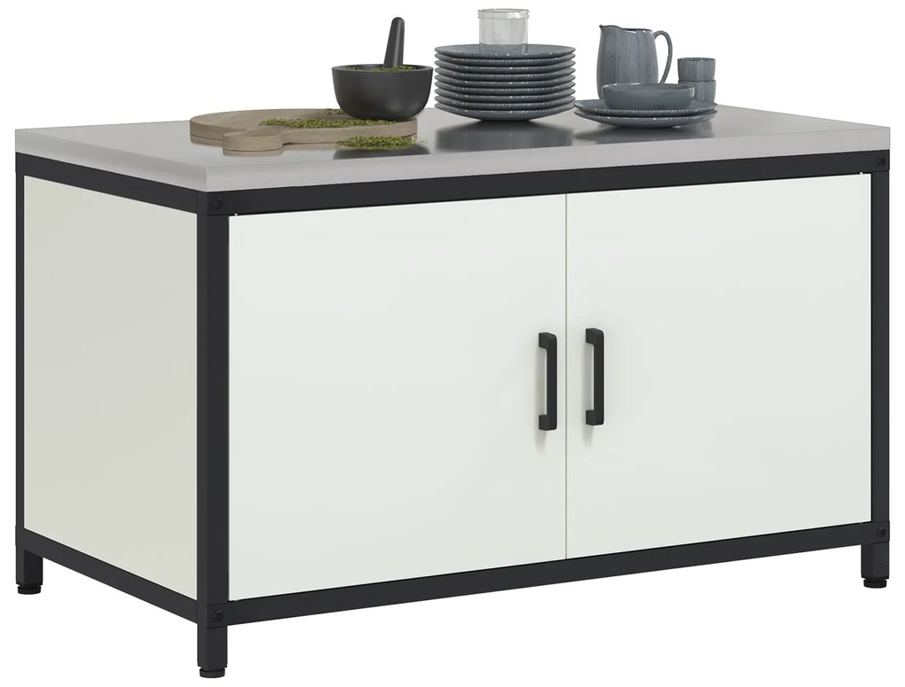 vidaXL Ντουλάπα Αποθήκευσης Κουζίνας Λευκό 60 x 50 x 92 εκ. Ατσάλι
