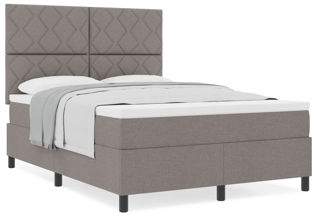 vidaXL Κρεβάτι με Στρώμα Γκρι 140x190 cm Ύφασμα