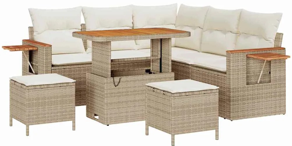vidaXL Σετ Καναπέ Κήπου 8 pcs μπεζ και κρεμ 90 x 55 x 71 cm