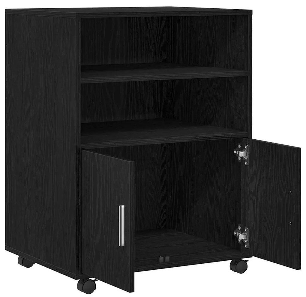 vidaXL Ντουλαπιού με ράφι με τροχούς Μαύρη Οξυά 60 x 48 x 74.5 εκ