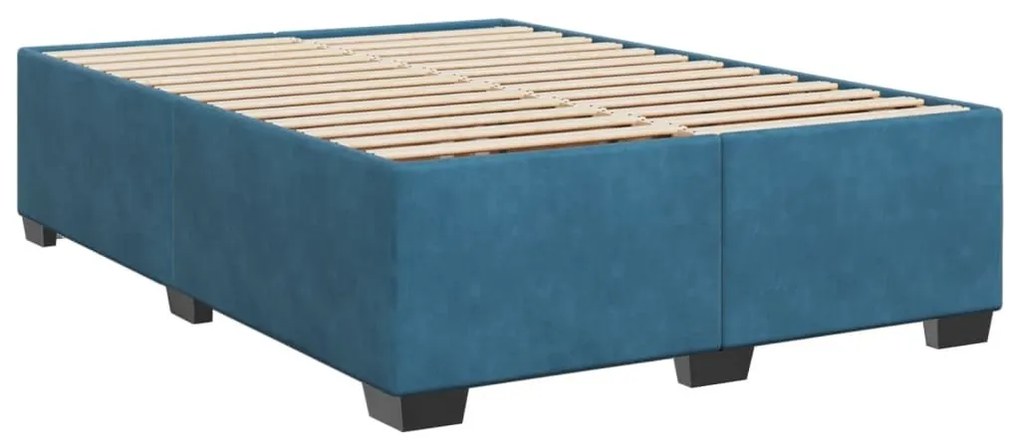 Κρεβάτι Boxspring με Στρώμα Σκούρο Μπλε 140x200 εκ. Βελούδινο - Μπλε