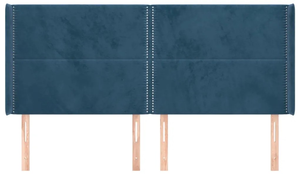vidaXL Κεφαλάρι με Πτερύγια Σκούρο Μπλε 183x16x118/128 εκ. Βελούδινο