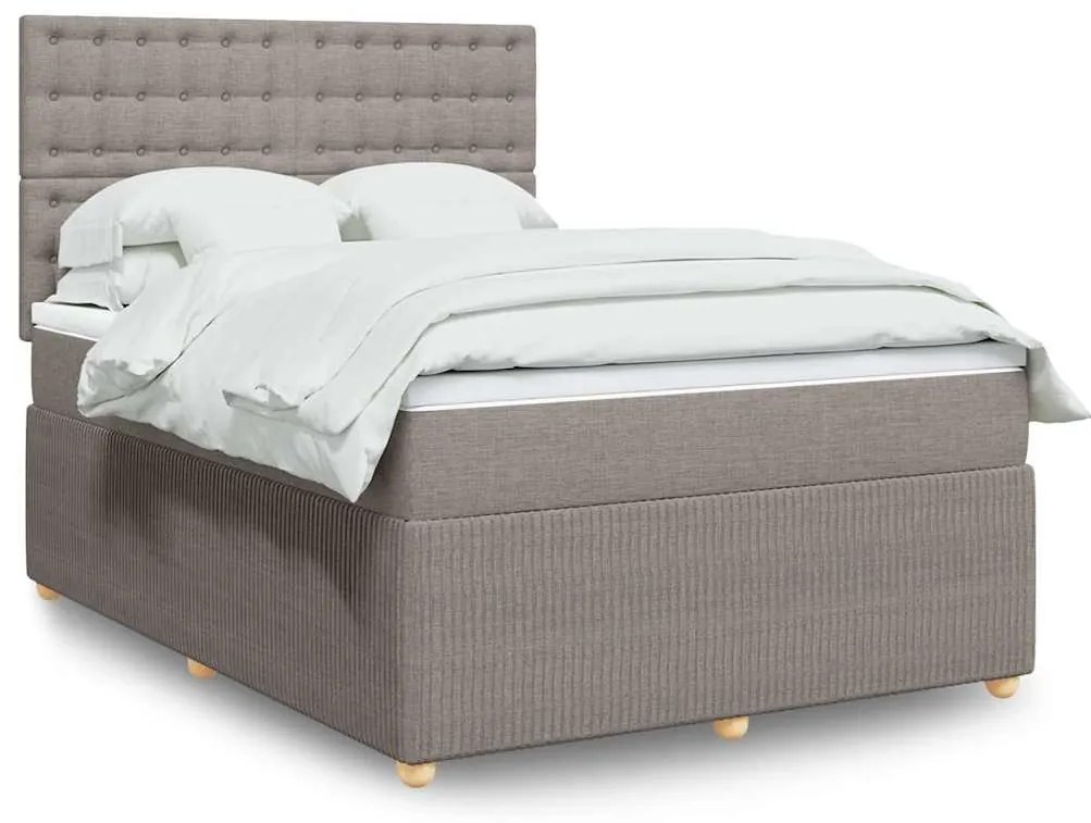 vidaXL Κρεβάτι Boxspring με Στρώμα Taupe 140x200 εκ. Υφασμάτινο