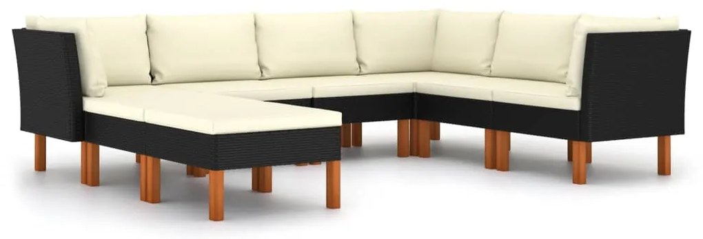 vidaXL Σαλόνι Κήπου 8 Τεμαχίων Μαύρο από Συνθετικό Ρατάν με Μαξιλάρια