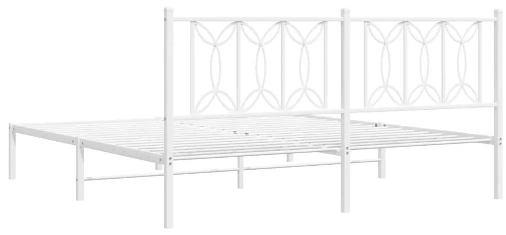 vidaXL Πλαίσιο Κρεβατιού με Κεφαλάρι Λευκό 183 x 213 εκ. Μεταλλικό