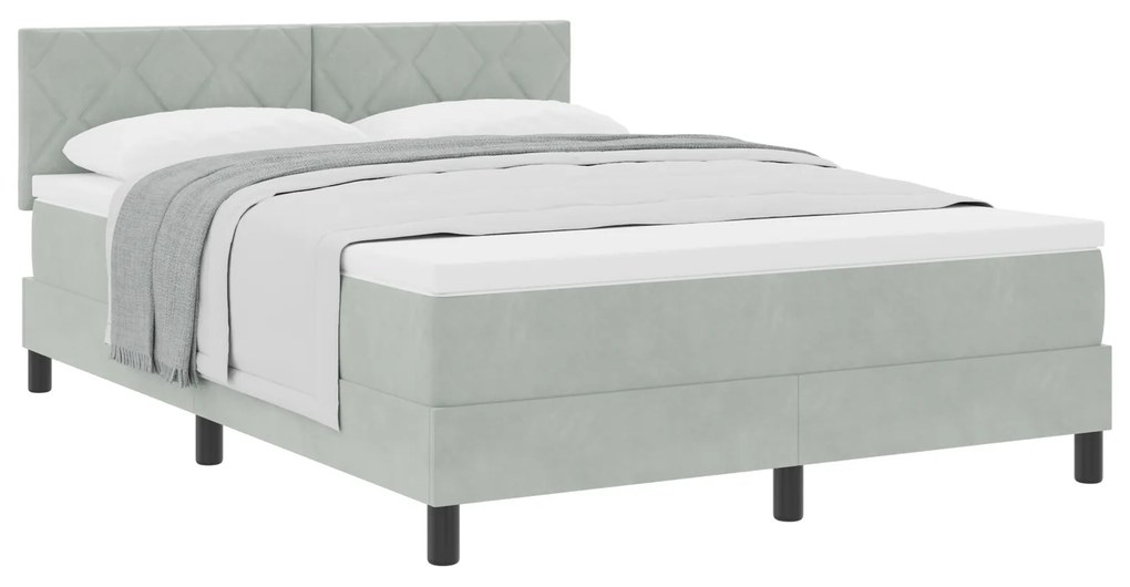 vidaXL Κρεβάτι με Στρώμα Light Grey 140x190 εκ Βελούδο