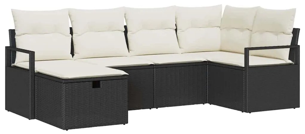 vidaXL Σετ Καναπέ Κήπου 6 pcs Μαύρο και κρεμ 232 x 122 x 85 εκ.